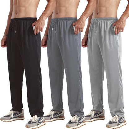 ZH 3-Pack Mens Mesh Jogger Pants Comfortable Athletic Pants with Pockets for Active Wear Lightweight & Breathable