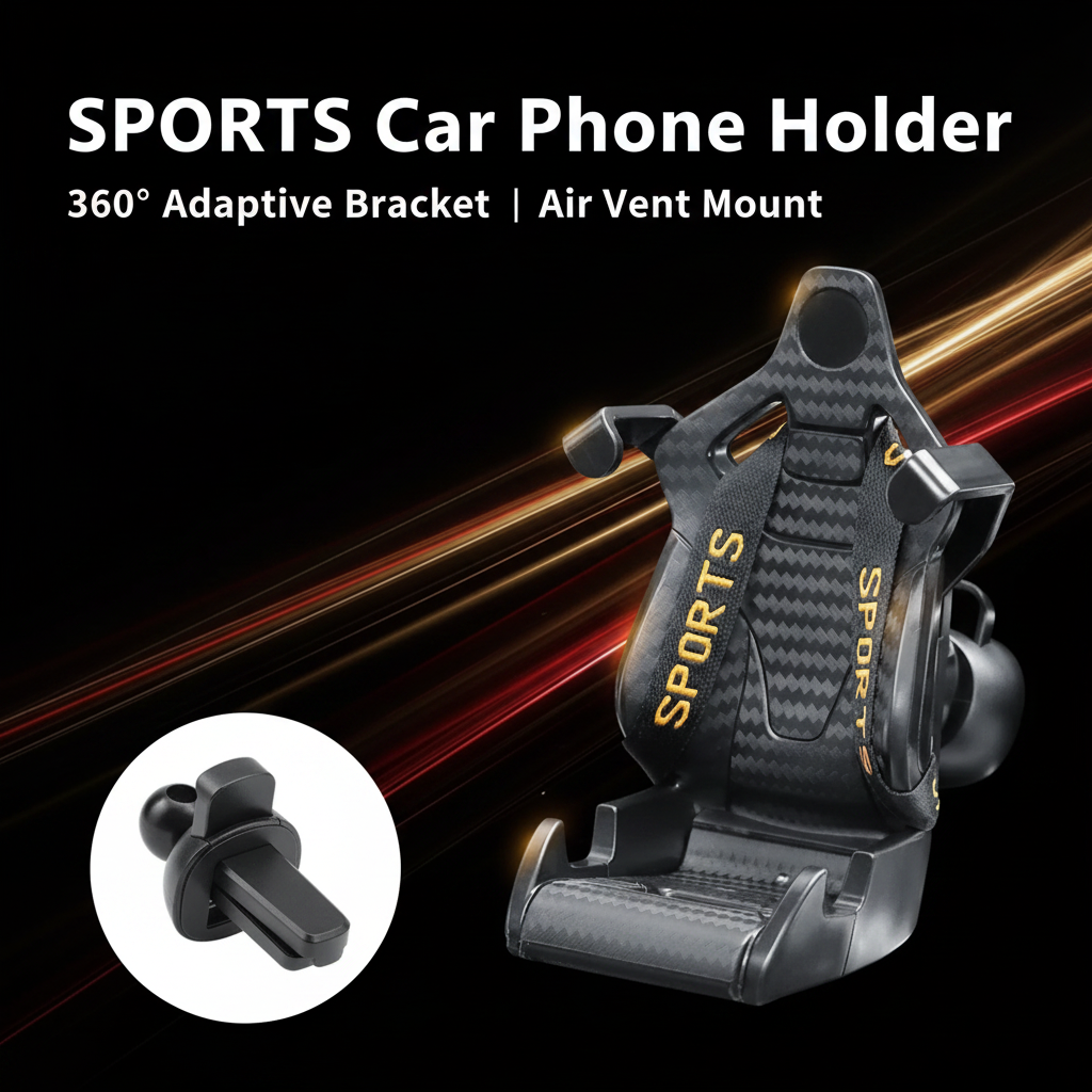 Racing Seat Car Phone Holder - 360° Rotatable Air Vent Clip
