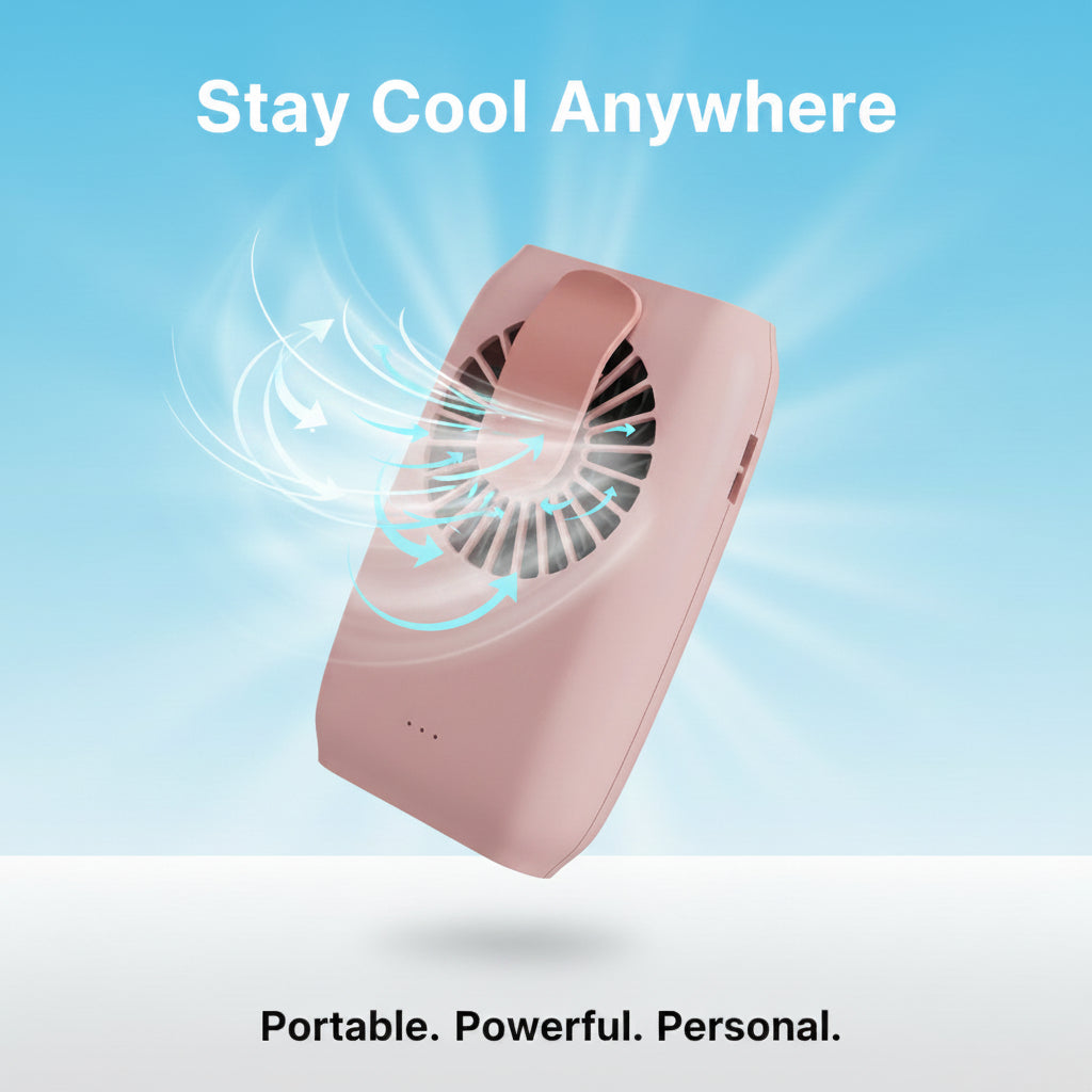 USB Rechargeable Neck Fan - Mini Silent Handheld Fan